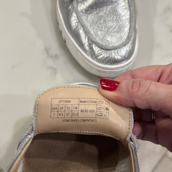 Vionic Metallic Silver Loafers